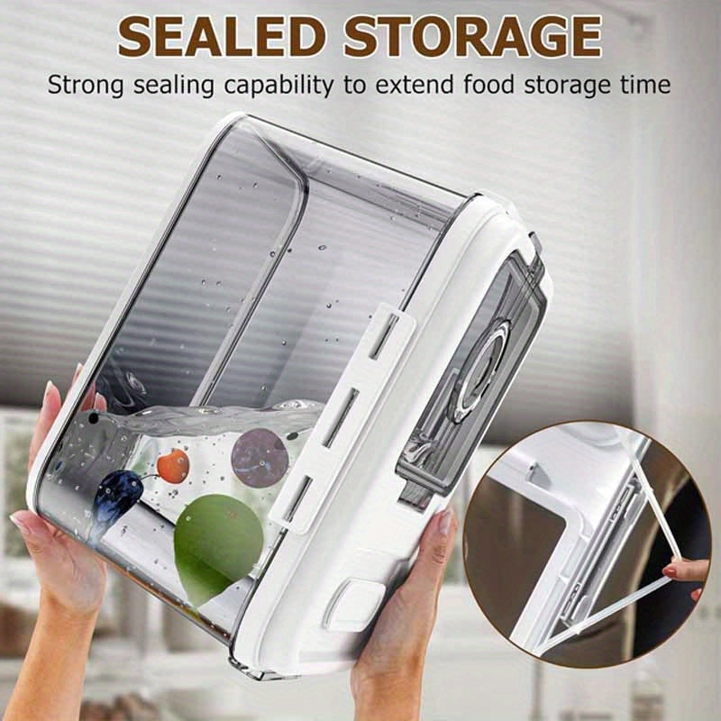 Airtight Bread Storage Container - 1.32-Gallon Flip-Top Bread Box for Kitchen Countertop, Perfect for Homemade Bread, Cookies, Cereal, Fruits, And More, Complimentary Bread Tongs And Measuring Cups, Stylish White Design