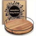 12 Inch Lazy Susan Turntable for Table, Kitchen Rustic Brown Turntable Organizer with Steel Frame, 360 Degree Decorative Lazy Susan for Countertop Cabinet Or Centerpieces