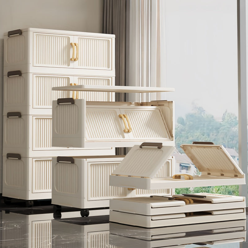 Versatile Stackable Home Storage Bins – portable space-saving storage, Large 5 3 1-Story Plastic Storage Box with Lid 19 Face Width-Folding Lockers Foldable, designed for American homes, daily convenience and practical gifting