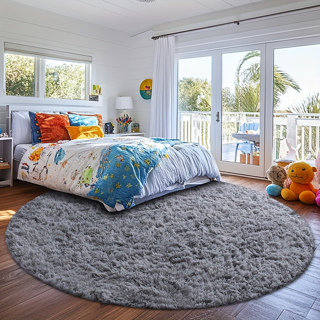 Area Rug – A Cozy Round Shaggy Rug Is Perfect for The Bedroom, While a Soft And Fluffy Round