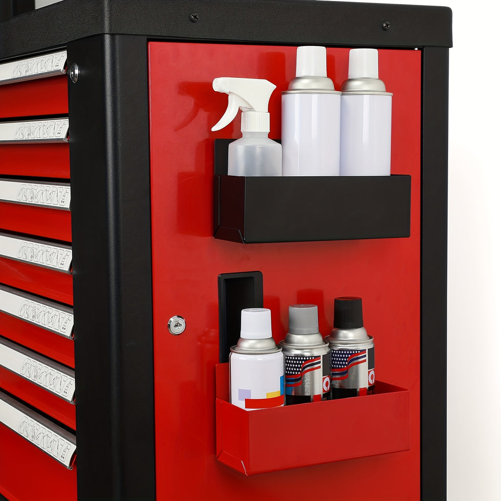 Kitchen Essential – 2pcs Magnetic Tools Holder, Aerosol Spray Can Bottle Organizer Racks, Fits for Bottles, Cans, Tools, for Kitchen, Garage, Cart, Tool Chest, Red And Black, No Holes Limit,