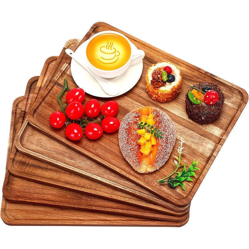Modern 5 Pack Home Storage Organizer – space-saving everyday organization, 5 Pack Solid Acacia Wood Serving Trays Rectangular Wooden Board for Food Appetizer Serving, designed for American homes, daily convenience and practical gifting
