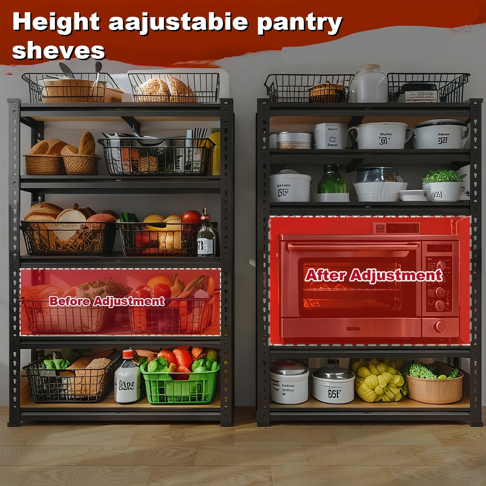 Kitchen Essential – [Heavy Duty Shelving] Heavy Duty 5 Tier 2000LBS Metal Shelving Units | 60"H for garage Shelving Storage Shelves, Adjustable Metal Shelving Unit For Garage Shelves Rack Sh