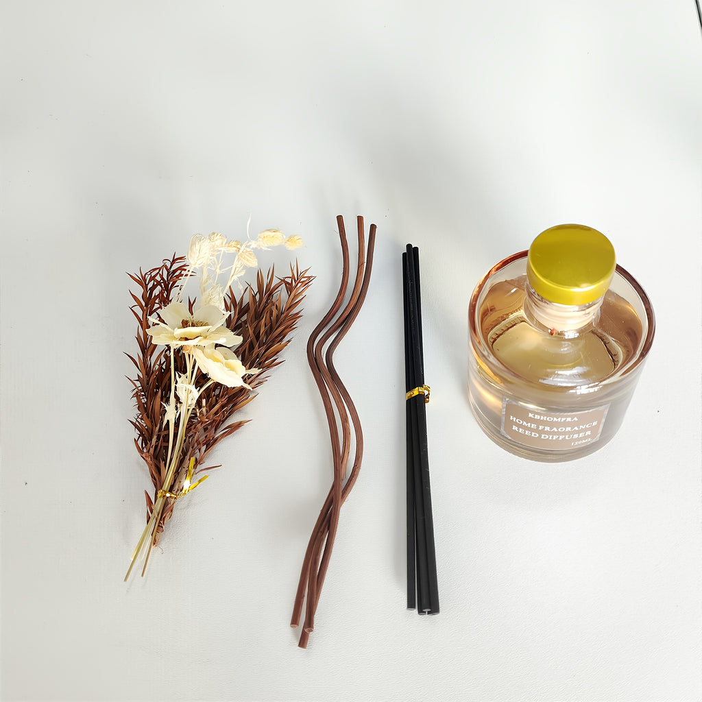 KBHOMFRA Reed Diffuser Jasmine Cedar Gardenia Scent Fall Diffusers with Dried Flowers Diffuser Sticks 4.06oz Essential Oil 90 Days Long-lasting Fragrance for Livingroom, Bedroom And Bathroom.
