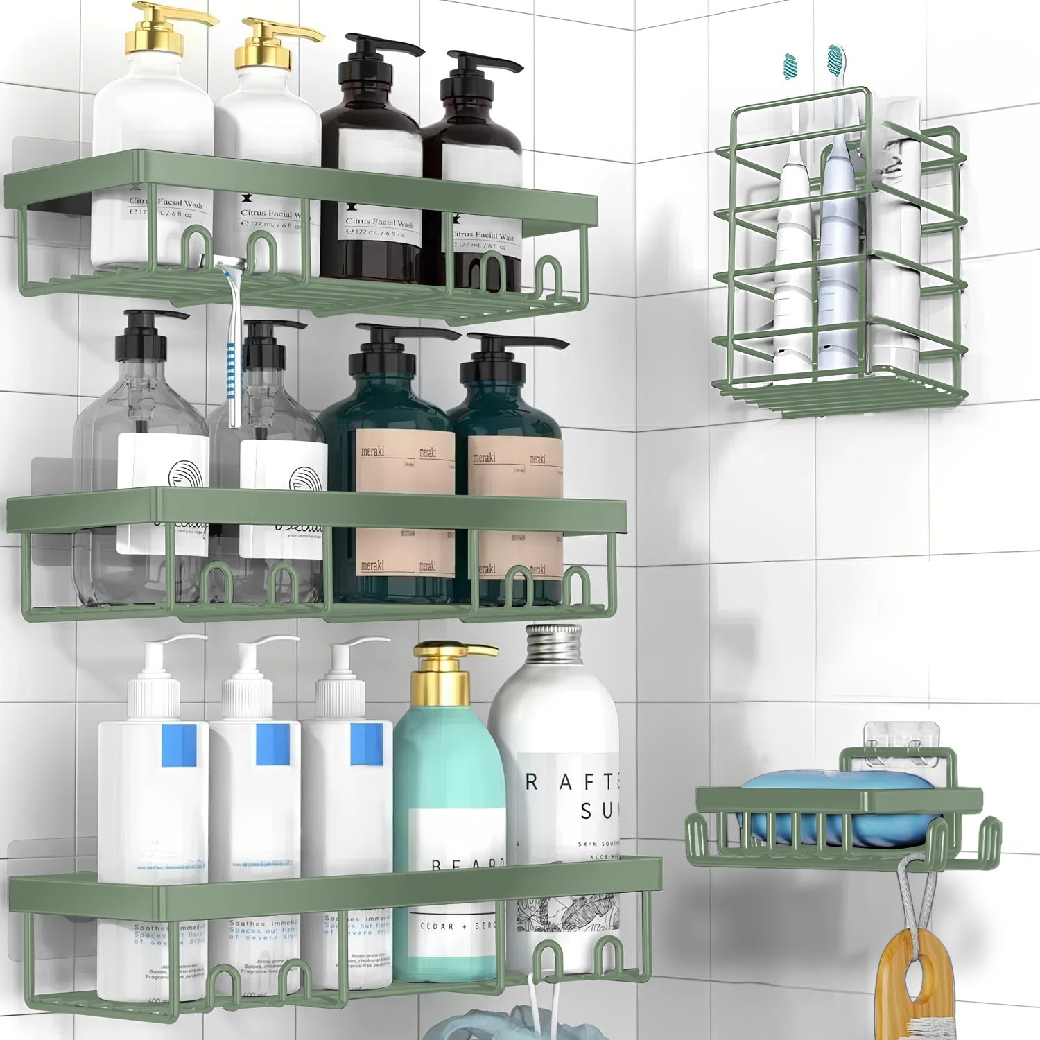 Storage Rack – Modern 5 Pack Adjustable Home Storage Rack durable multi-purpose storage Shower