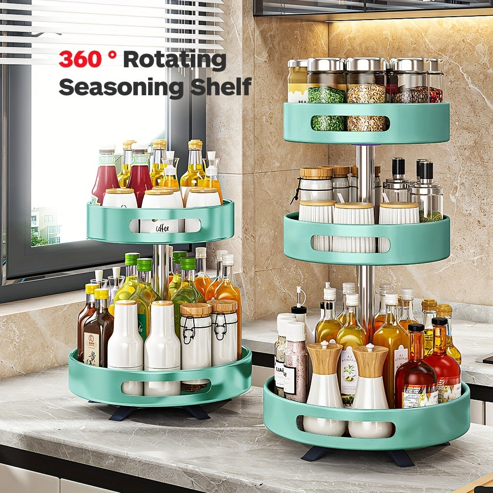 Heavy-Duty Adjustable Home Storage Rack – durable multi-purpose storage, Rotating Seasoning Storage Rack Kitchen Seasoning Shelf Double-layer Household Countertop Corner Seasoning Storage Rack, designed for American homes, daily convenience and pract