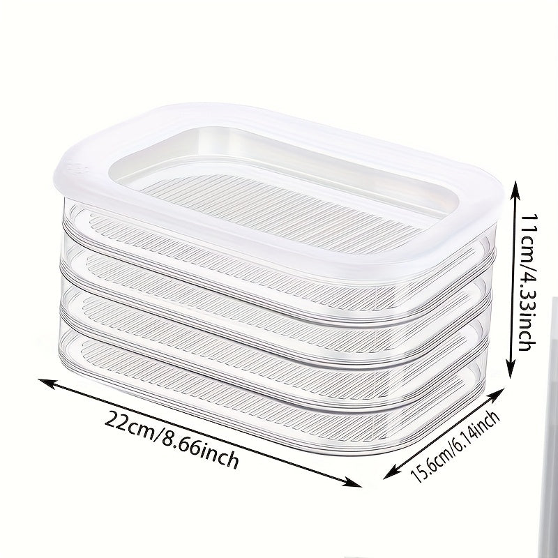 Kitchen Essential – 4-Tier Set of Stackable Refrigerated Containers for Meat with a Lid- Refrigerator Organizer Box, Meat Preservation Container, Ideal for Storing Vegetables, Fruits, And En