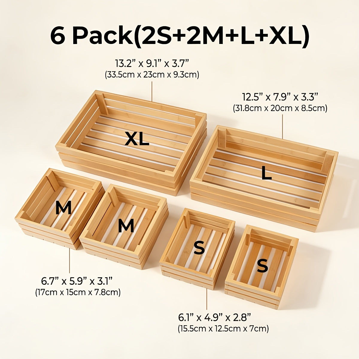 Storage Bins – Bamboo Storage Bins Set Multi-Size Kitchen Pantry Organizer Multi-Functional