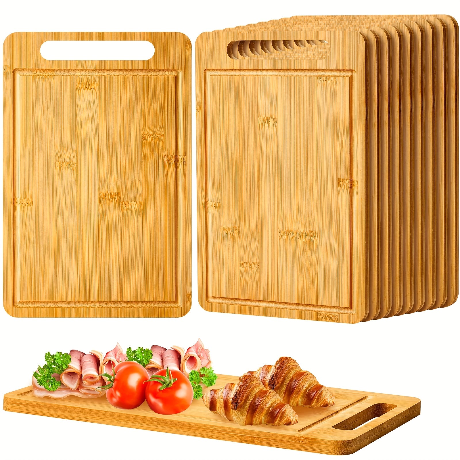 Easy-Access 10pcs Bamboo Cutting Board Set – durable food prep and serving, 10pcs Bamboo Wood Cutting Board with Handle 12 X 7 8 Inch Bamboo Wooden, designed for American homes, daily convenience and practical gifting