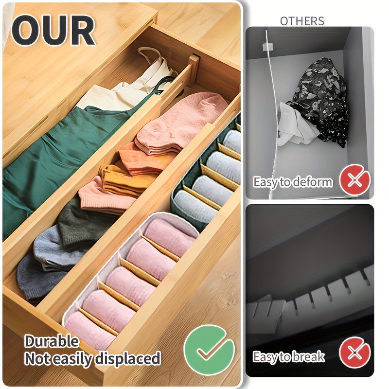 4pcs Versatile Bamboo Drawer Dividers - Expandable & Adjustable Organizers For Home Efficiency - Neat Storage Solution For Kitchen, Bedroom, Wardrobe & Cabinet