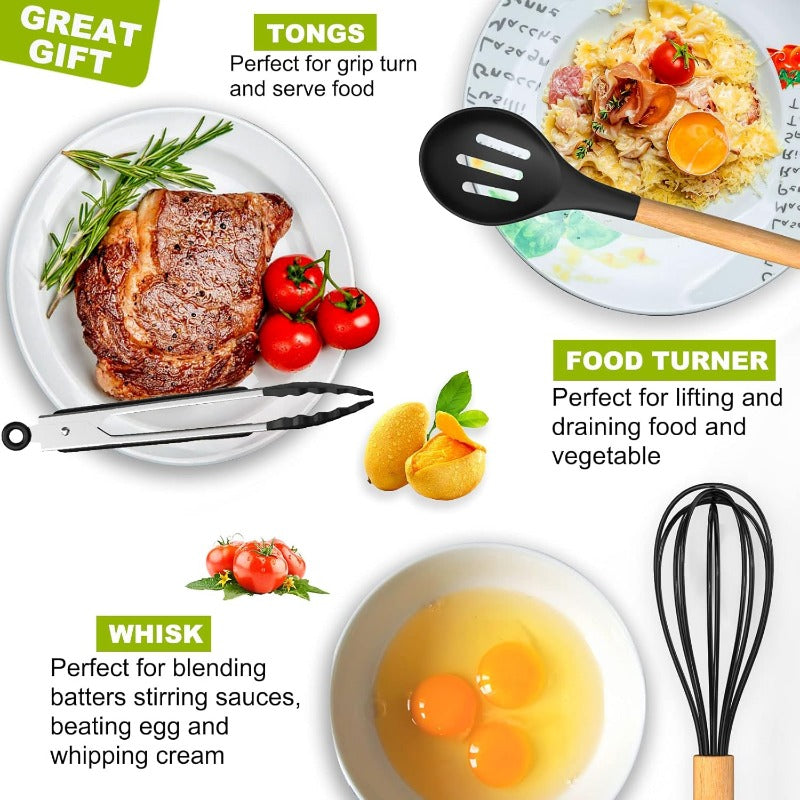 Modern 46pcs Kitchen Cookware Set – versatile meal preparation, 46pcs Various Colors Nonstick Cookware Set with Silicone Cookware Tools Stainless Steel Handle Spatulas, designed for American homes, daily convenience and practical gifting