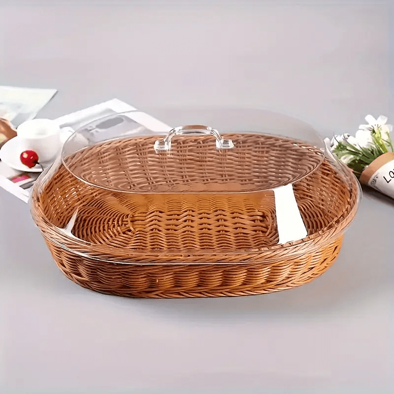 1pc Bread Basket - Durable Plastic Bread Basket, Washable Food Tray for Storing Desserts And Fruits - Ideal for Kitchen, Picnic And Home Display, Also a Perfect Storage Box for Pastries And Desserts