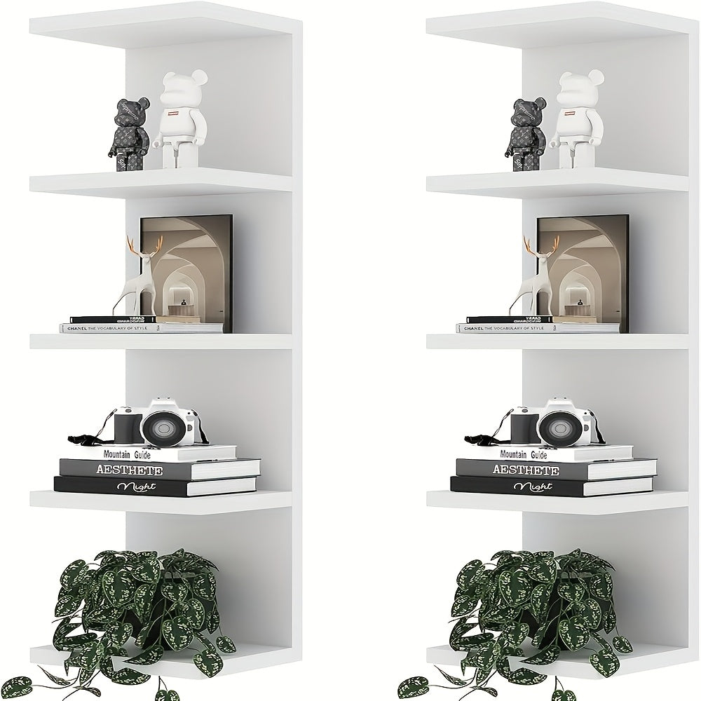 Home Storage Organizer – 3/5 Tier Floating Shelf Unit In Black Or White Innovative Space-saving Modern Storage Solution Quality Assured, Easy Installation Ideal for Bedrooms And Living Rooms