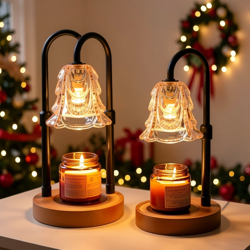 2-Pack Candle Warmer Lamp, Candleholders, LED Light With Dimmer And Wood Base, Height And Brightness Adjustable Wax Warming Lamps, House Warming Gifts New Home Decor, New Year And Valentine'S Day Gift, For Wife Mom Lovers Friends [Bulb Not Included]