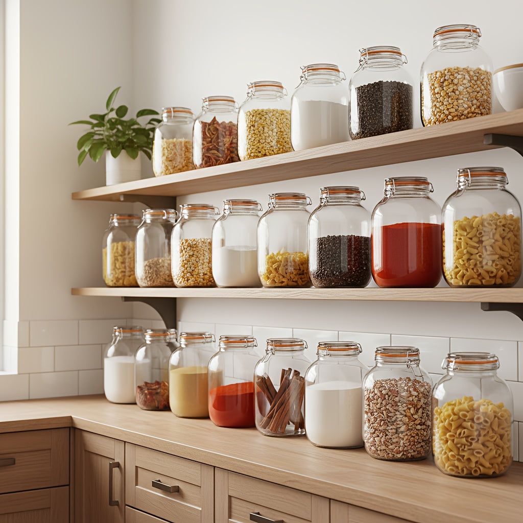 2-pack - Glass Wide-mouth Jar with Sealing Lid, 1 Gallon Wide-mouth Storage Jar with Hinged Lid, for Fermentation, Canning, Preservation, Kitchen Storage