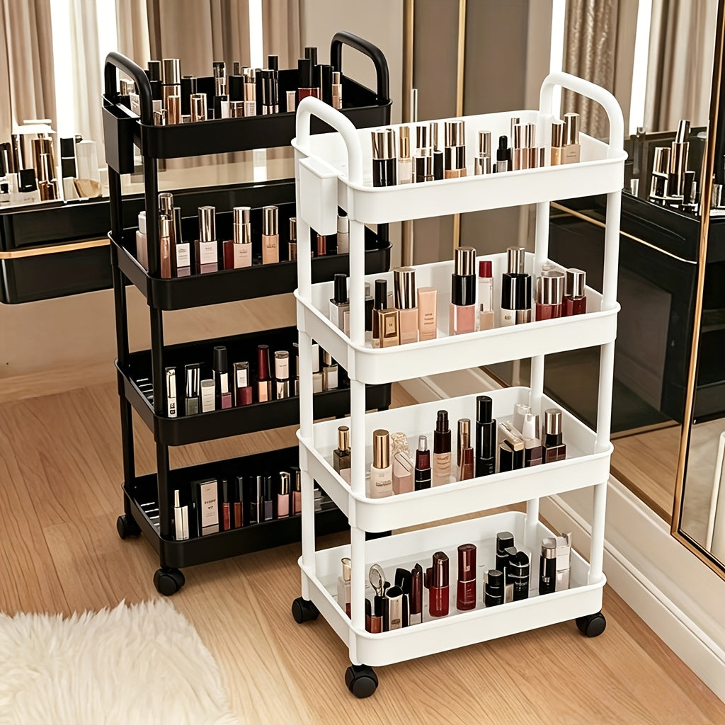 Modern Adjustable Home Storage Rack – durable multi-purpose storage, 3 4 5-Tier Plastic Rolling Utility Cart with Handle Multi-Functional Storage Trolley for Office, designed for American homes, daily convenience and practical gifting