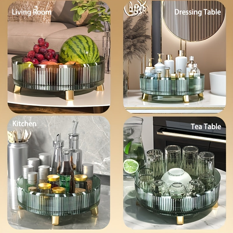 1/2pcs Transparent Perfume Storage Box, 360° Rotating Cosmetic Storage Box, Bathroom Cosmetic Storage Box Countertop, Large Capacity Cosmetic Display Box, Closet Storage Rack, Suitable For Cosmetics, Perfume, Seasoning Bottles