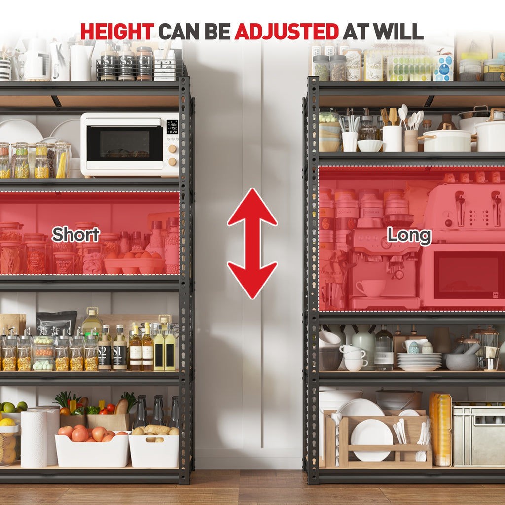 Space-Saving 5 Tier Adjustable Home Storage Rack – durable multi-purpose storage, 2020LBS Storage Shelves 5 Tier 72 H X 35 55 W X 16 DGarage, designed for American homes, daily convenience and practical gifting