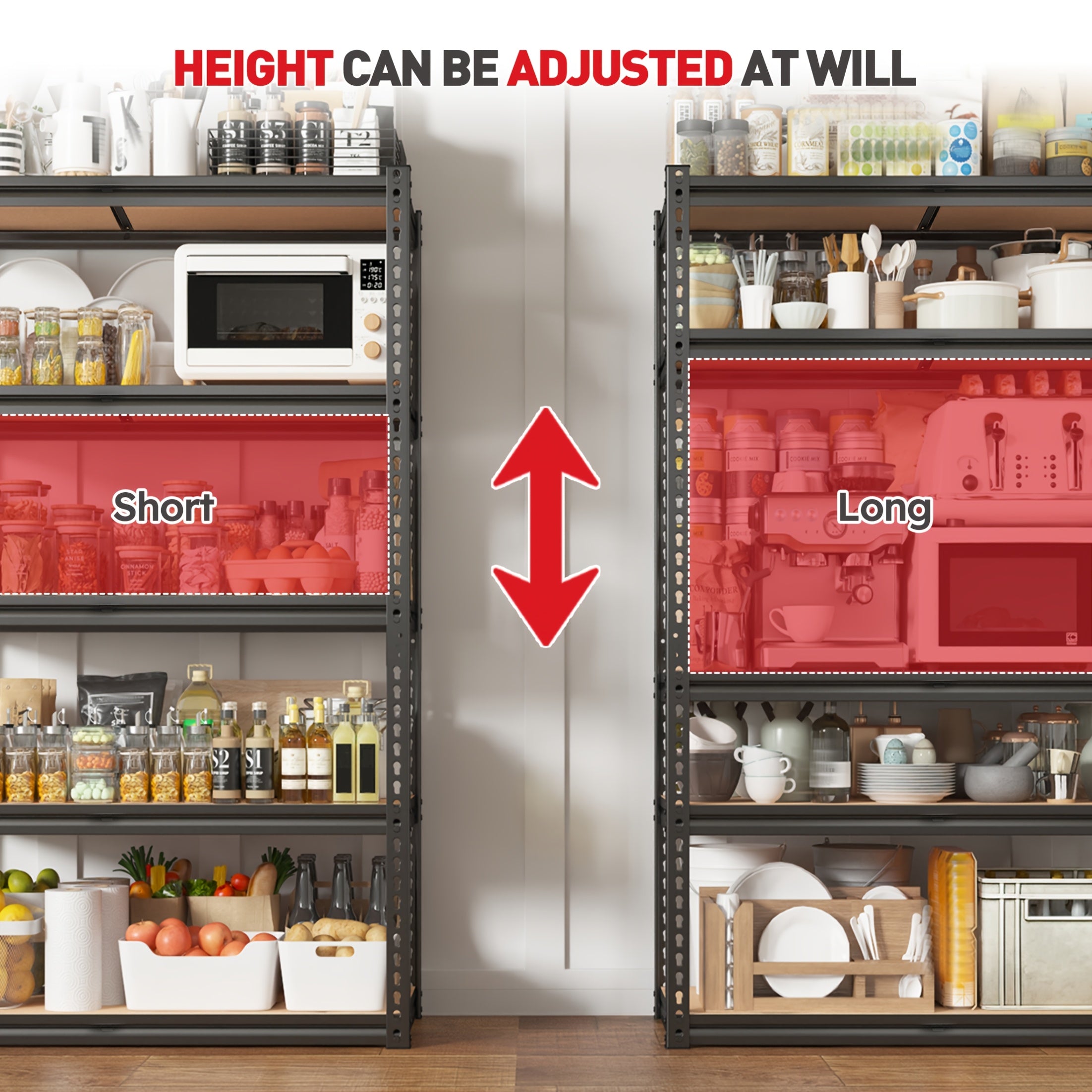 Space-Saving 5 Tier Adjustable Home Storage Rack – durable multi-purpose storage, 2020LBS Storage Shelves 5 Tier 72 H X 35 55 W X 16 DGarage, designed for American homes, daily convenience and practical gifting