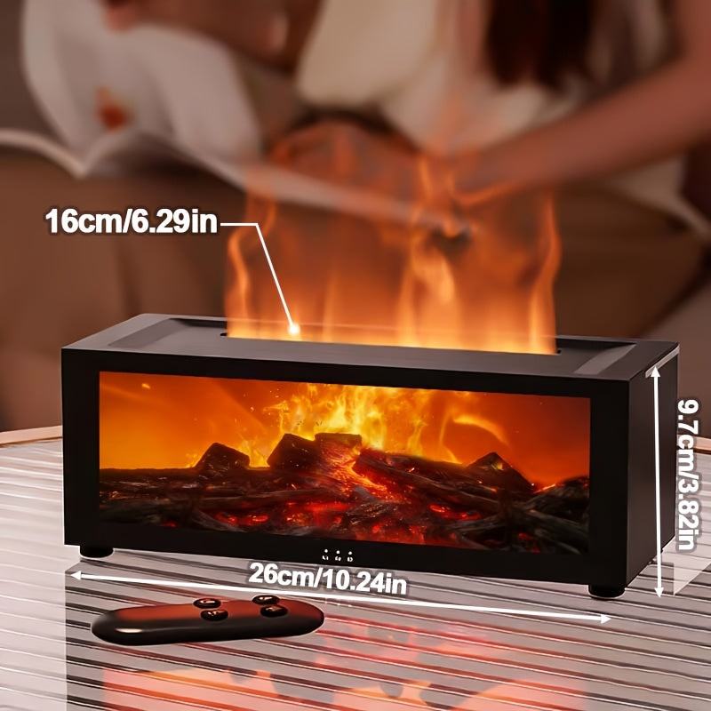 Local Warehouse USB-Powered Simulated Flame Fireplace Humidifier, with Periodic Shut-off Function, Warm Ambient Lighting, and the Ability to Add Aromatic Essential Oils. Suitable for Homes, Schools, Offices, and as a Holiday Gift. An Ideal Choice