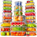 [Airtight Food Storage] 60pcs Airtight Food Storage Container Set with Lids (30 Containers & 30 Lids) - BPA-Free, PVC-Free Plastic Leakproof Meal Prep Kit, Microwave/Dishwasher Safe, Hinged-Lid System, Labels & Pen for Pantry, Leftovers, Fridge Organizati