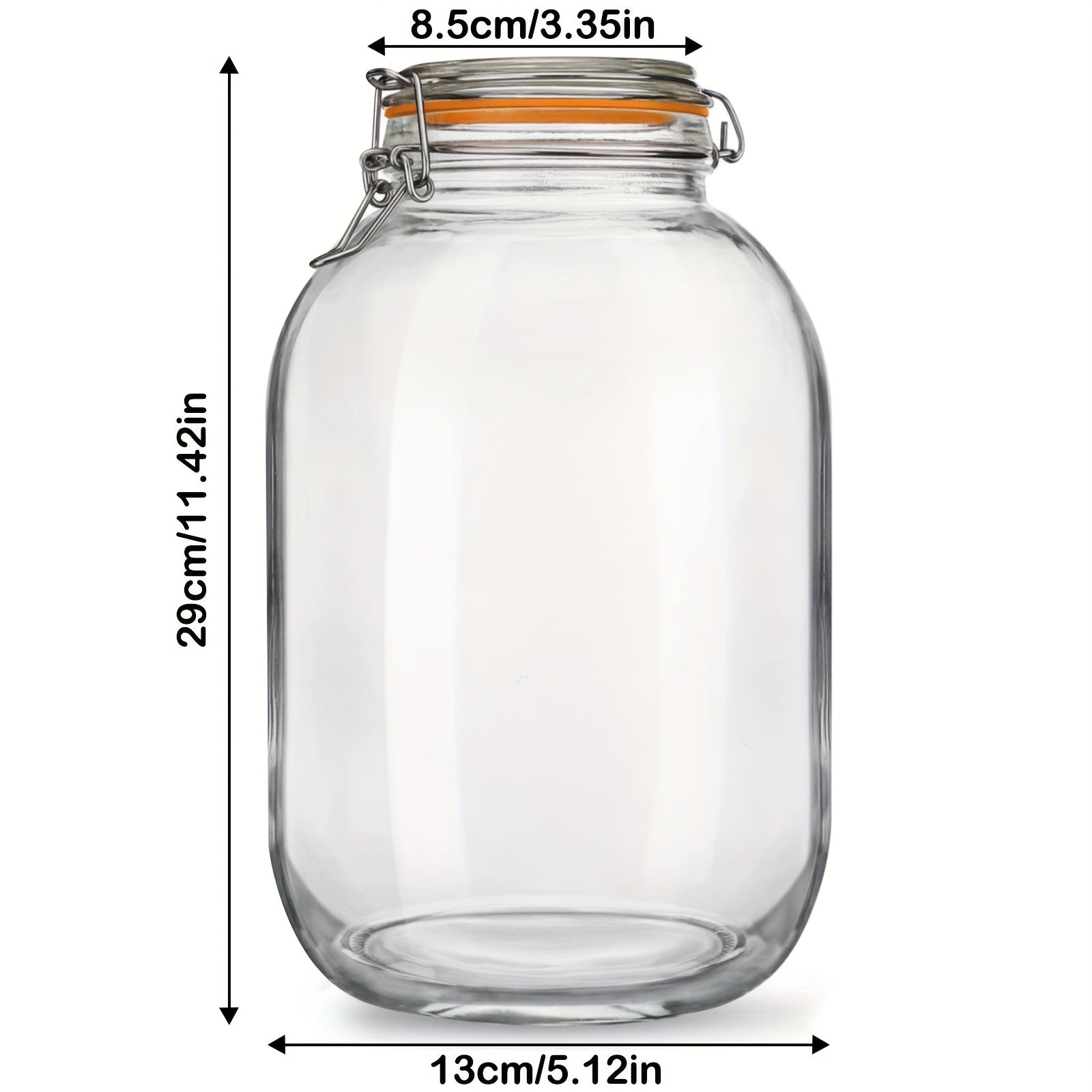 Glass Jars with Airtight Lids, 2 Pack - 1 Gallon Wide Mouth Storage Mason Jars with Hinged with 1 Replacement Silicone Gaskets for Fermenting, Canning, Preserving Christmas Day Item Decoration