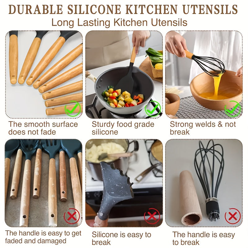 Kitchen Essential – 33pcs/set, Silicone Utensil Set, Kitchen Utensil Set, Safety Cooking Utensils Set, Non-Stick Cooking Utensils Set With Handle, Washable Modern Cookware, Kitchen Stuff, Ki