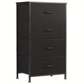 4-Drawer Dresser Organizer Storage Drawers, Chest of Drawers with Fabric Bin, Steel Frame, Wood Top, Use for Lab, Closet, Black/Brown/White/Gray to Choose