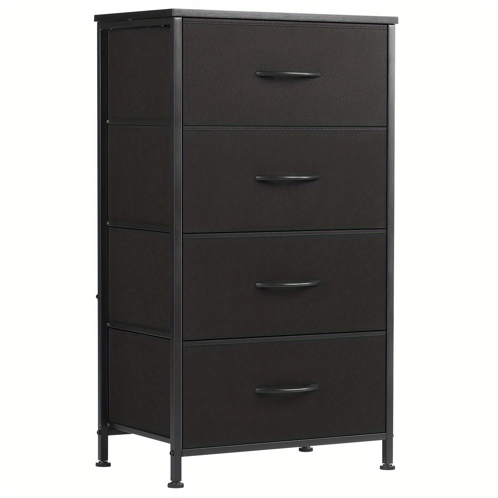 4-Drawer Dresser Organizer Storage Drawers, Chest of Drawers with Fabric Bin, Steel Frame, Wood Top, Use for Lab, Closet, Black/Brown/White/Gray to Choose