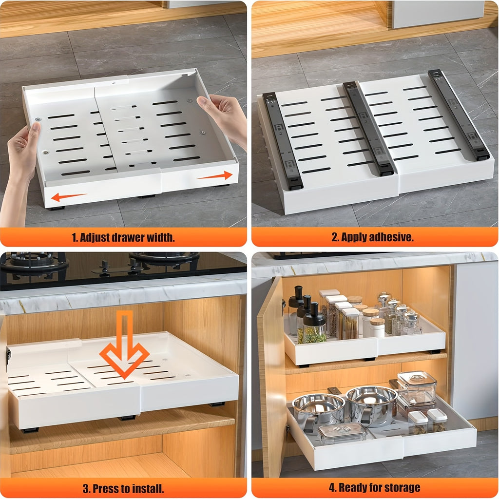 Heavy-Duty 1pc Kitchen Cookware Set – versatile meal preparation, 1pc 2pcs Adjustable Pull-Out Cabinet Organizer Expands 12 59-20 47 Inches Heavy-duty Pull-out Drawer, designed for American homes, daily convenience and practical gifting