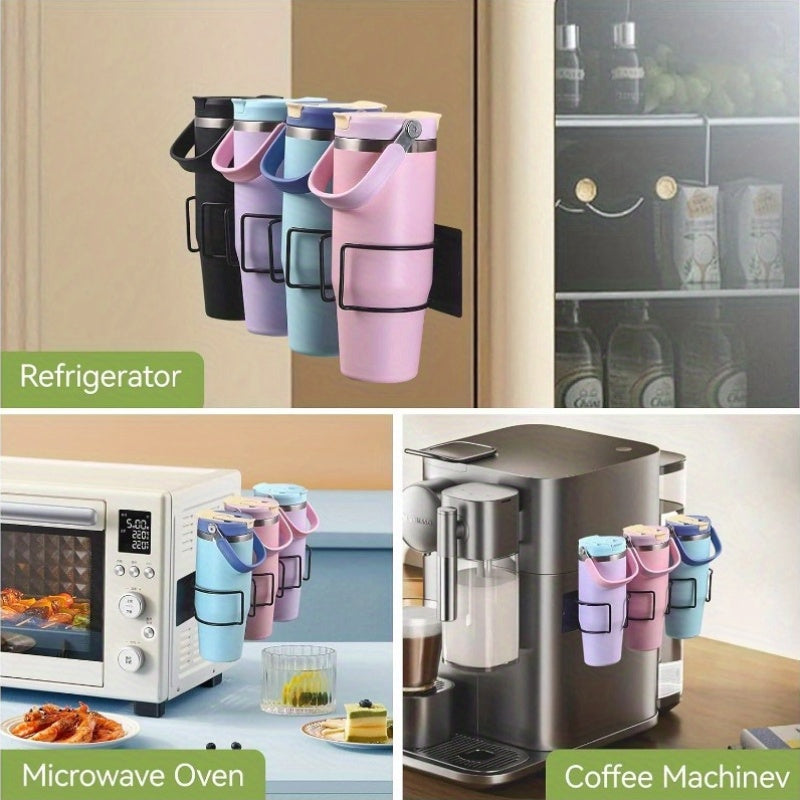 Smart Reusable Drinkware Set – easy-access beverage storage, 3 4-Cup Thermal Cup Storage Rack Magnetic Fridge Side Wall-Mount Secure Organizes Cups Lids, designed for American homes, daily convenience and practical gifting