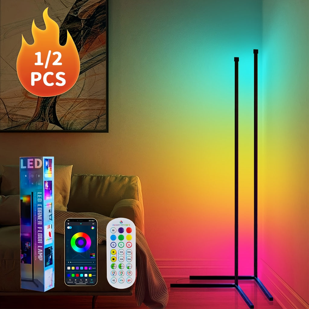 Heavy-Duty 1/2pcs Decorative Home Lighting – warm functional room lighting, 1 2pcs RGBCW LED Corner Floor Lamp Minimalist Dimmable Mood Lamp 57 1 Inch, designed for American homes, daily convenience and practical gifting