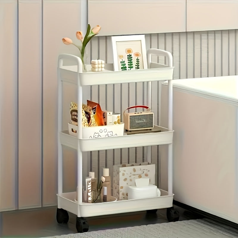Space-Saving Adjustable Home Storage Rack – durable multi-purpose storage, Multifunctional Trolley Rack Kitchen Bathroom Toilet Floor Multi-layer Movable Storage Rack Practical Home Organization, designed for American homes, daily convenience and pra