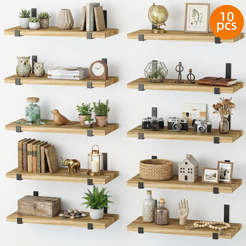 Space-Saving 10pcs Home Storage Organizer – space-saving everyday organization, TOMNK 10pcs Floating Shelves for Wall 15 8 5 9in Wall Shelves for Bedroom, designed for American homes, daily convenience and practical gifting