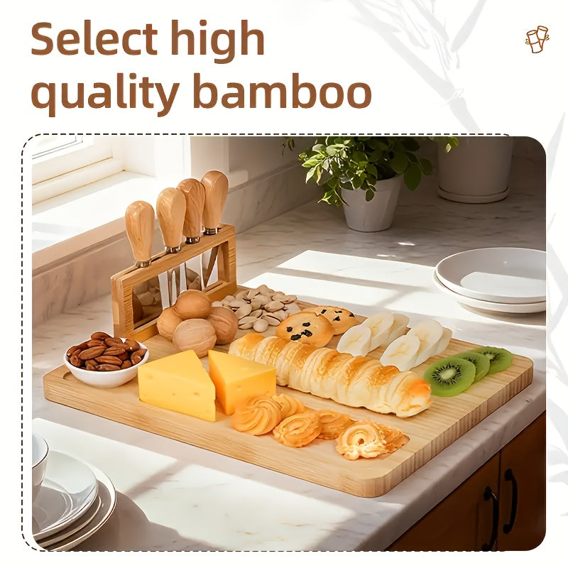 Compact Bamboo Cutting Board Set – durable food prep and serving, A Cheese Platter Innovative Cheese Board And Cutlery Set Made from Wood Perfect for, designed for American homes, daily convenience and practical gifting