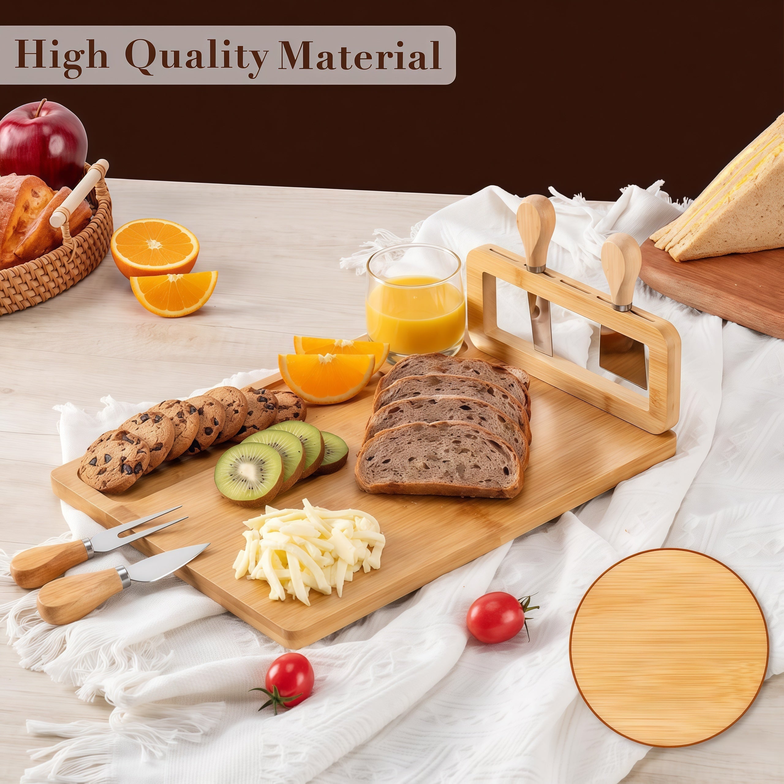 Compact Home Storage Organizer – space-saving everyday organization, Bamboo Charcuterie Board Set with 4 Stainless Steel Knives Magnetic Holder - Large Divided, designed for American homes, daily convenience and practical gifting