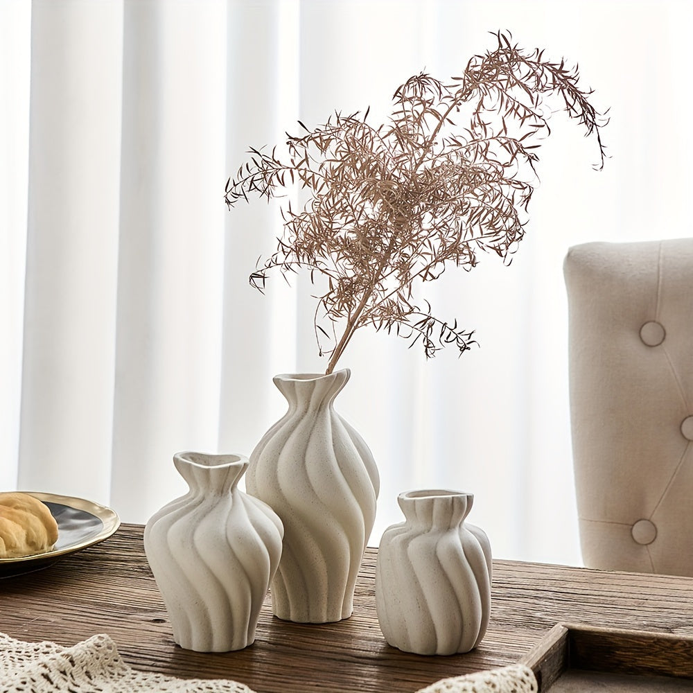 3pcs Ceramic Vase, Suitable for Banquet, Festival, Wedding, Family, Restaurant, Table Decoration, Aesthetic Room, Four Seasons Decor, All Kinds of Holiday Gifts