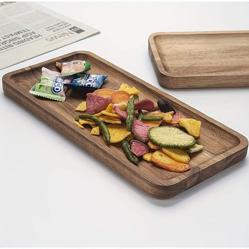 4pcs Small Acacia Wood Serving Platters, Rectangular Decorative Trays, Display Trays, Rectangular Wooden Platters for Home Decor, Cheese And Appetizer Plates, Kitchen Dinner Plates, Rectangular Cake And Dessert Trays for Food Serving