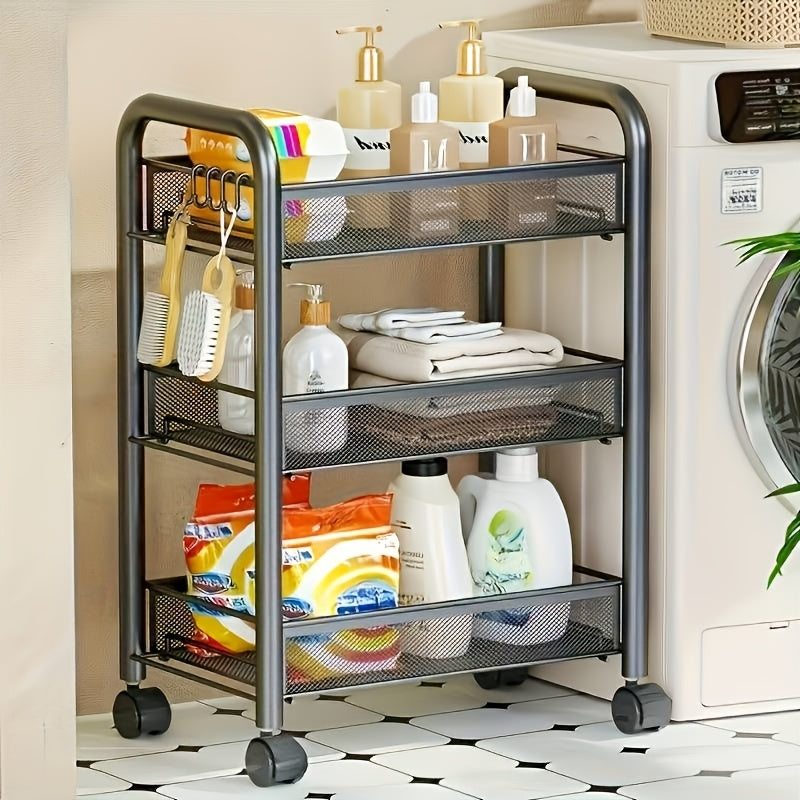 Compact Adjustable Home Storage Rack – durable multi-purpose storage, 1 Removable Storage Rack Adjustable Kitchen Storage Rack Metal Shelf On Wheels Food Cabinet, designed for American homes, daily convenience and practical gifting