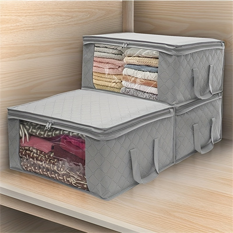 Space-Saving 3pcs Stackable Home Storage Bins – portable space-saving storage, 3pcs Set of Clothing Storage Bags Foldable Blanket Storage Bags Storage Containers for Organizing, designed for American homes, daily convenience and practical gifting