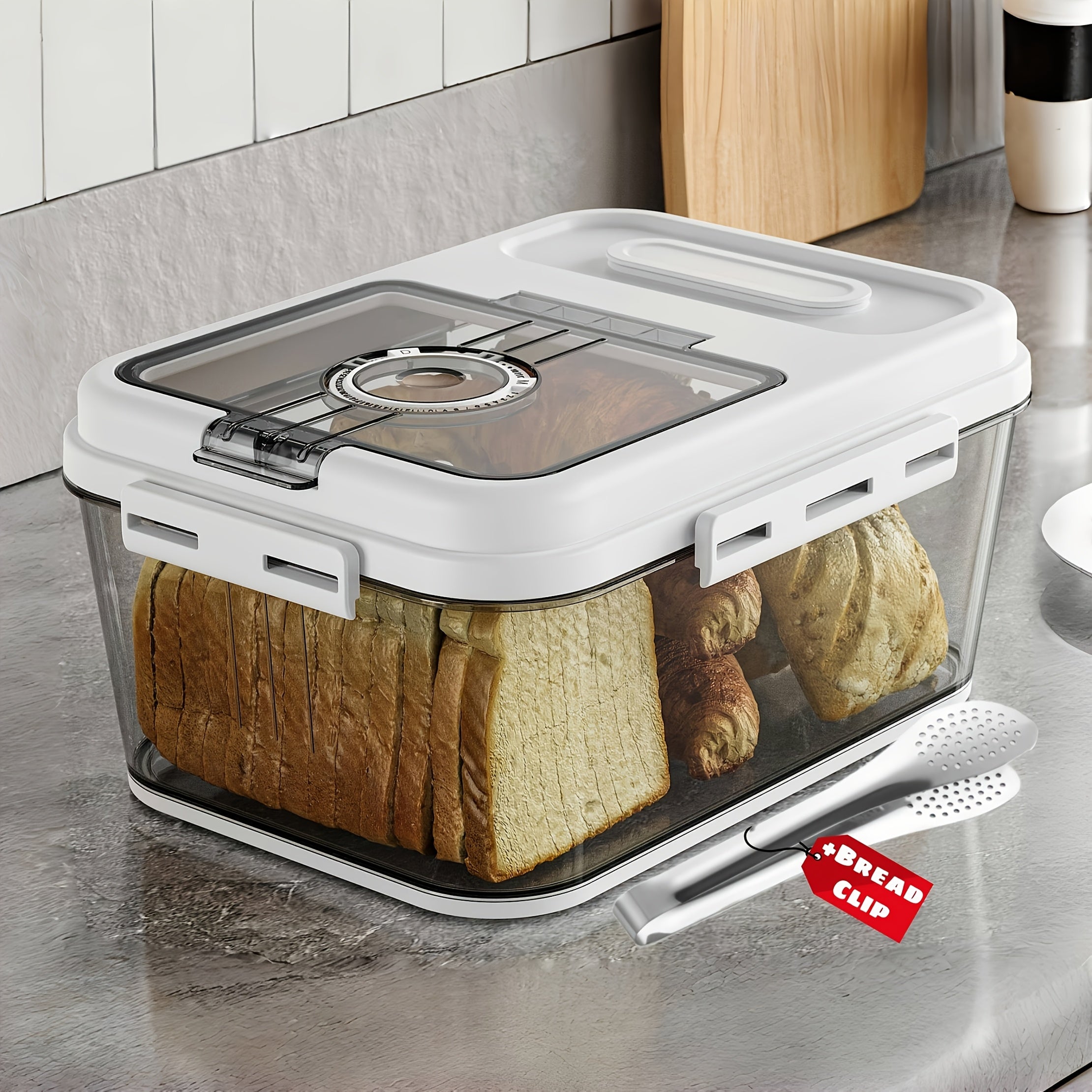 Versatile Countertop Bread Storage Box – fresh-bread countertop organization, Airtight Bread Box with Time Marker And Measuring Cu Large Capacity Bread Storage Container, designed for American homes, daily convenience and practical gifting