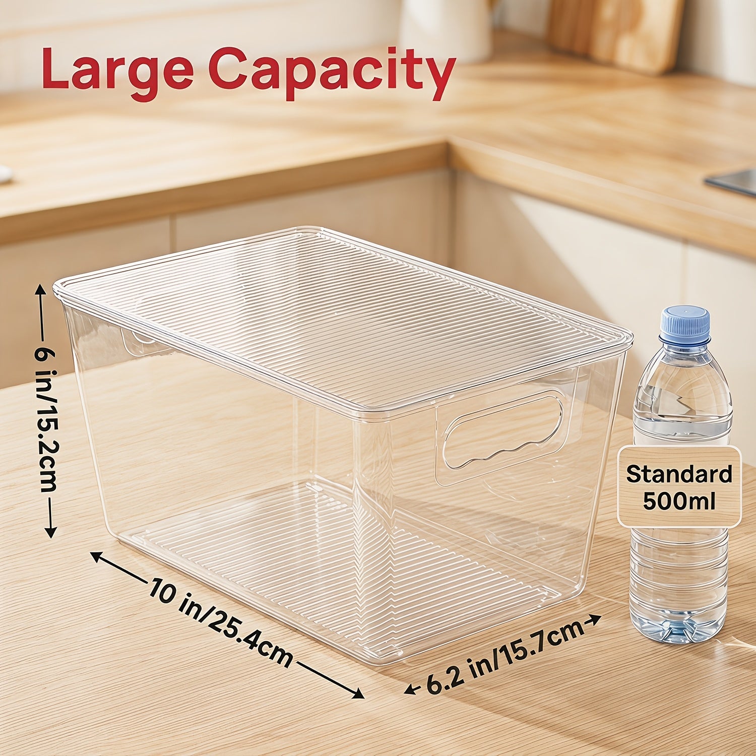 [Stackable Storage Bins] 10 Pack Clear Stackable Storage Bins With Lids, Large Plastic Containers With Handle For Pantry Organizer And Storage, Perfect For Kitchen, Fridge, Cabinet, Closet, Bathroom Organization
