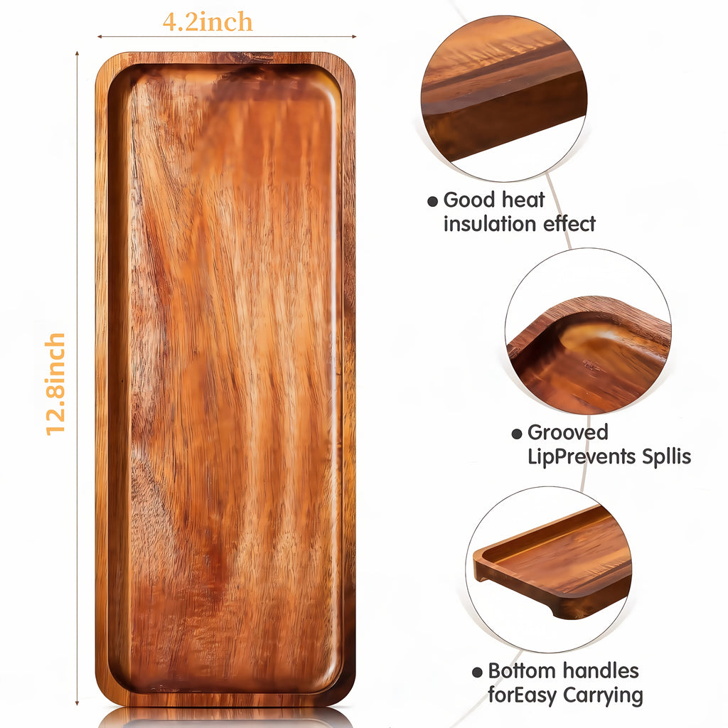 Smart Home Storage Organizer – space-saving everyday organization, 8 4pieces Acacia Wood Charcuterie Boards - 12 8x4 2 Inch Rectangular Serving Trays, designed for American homes, daily convenience and practical gifting