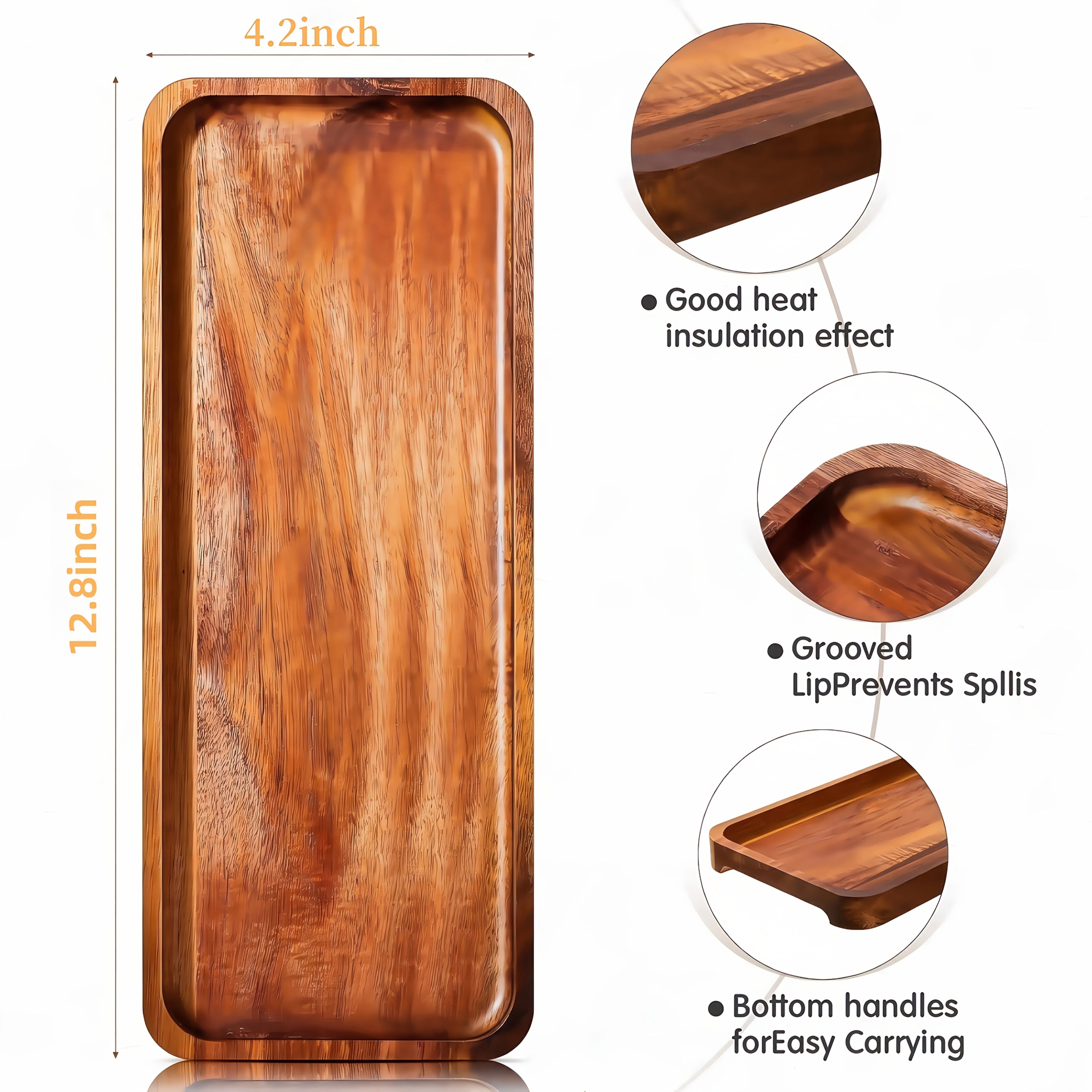 Smart Home Storage Organizer – space-saving everyday organization, 8 4pieces Acacia Wood Charcuterie Boards - 12 8x4 2 Inch Rectangular Serving Trays, designed for American homes, daily convenience and practical gifting