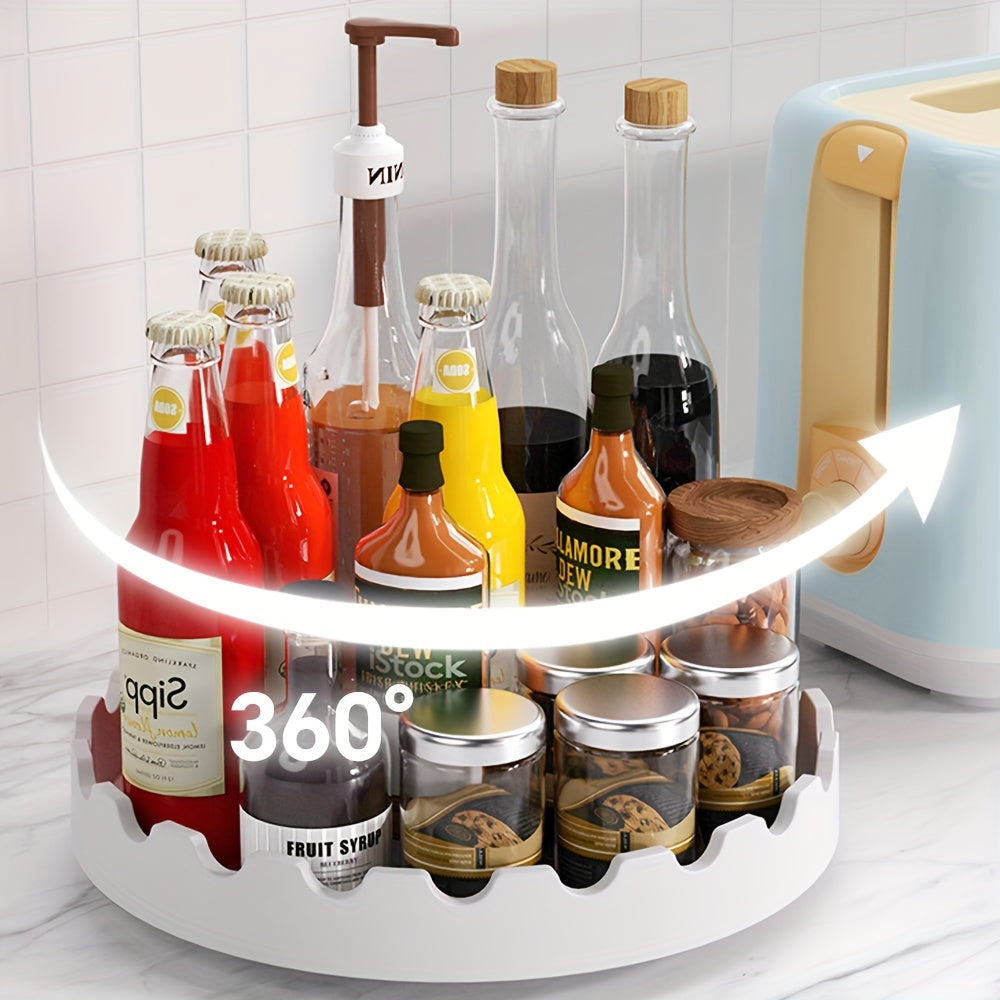 Kitchen Essential – [ Christmas, Thanksgiving, New Years Day ] 360° Rotation Large Lazy Susan Rotating Turntable Organizer - for Kitchen, Pantry, Cabinet, Dining Table, Fridge, Countertop, V