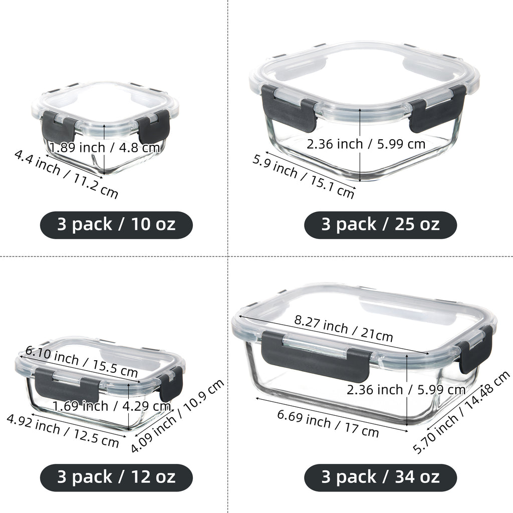 Easy-Access 12pcs Glass Meal Prep Container Set – leak-resistant reusable meal prep, 12pcs Glass Food Storage Containers with Lids Meal Prep Pantry Kitchen Storage Containers for, designed for American homes, daily convenience and practical gifting