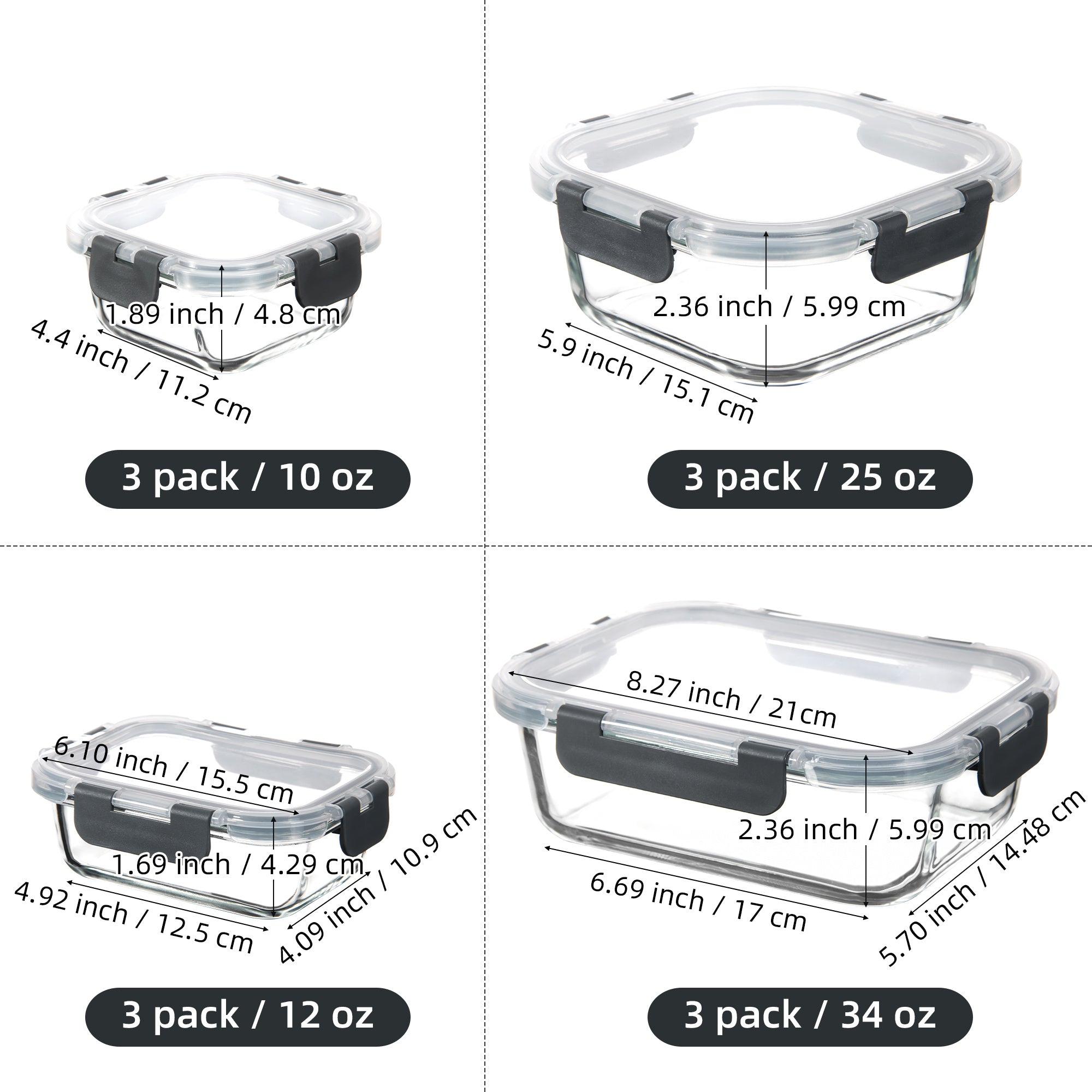 Easy-Access 12pcs Glass Meal Prep Container Set – leak-resistant reusable meal prep, 12pcs Glass Food Storage Containers with Lids Meal Prep Pantry Kitchen Storage Containers for, designed for American homes, daily convenience and practical gifting