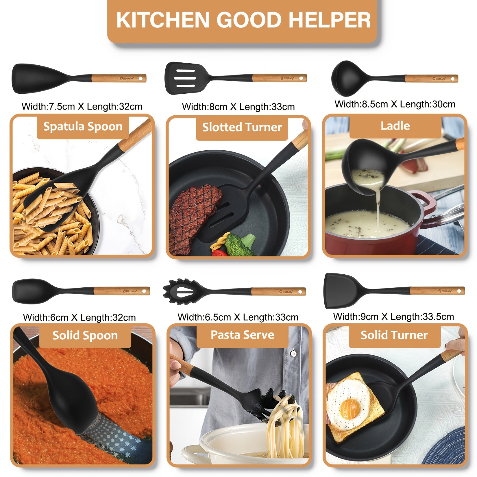 Kitchen Essential – 25pcs Set of Silicone Cooking Tools, Featuring Nonstick Utensils with Wooden Handles, Heat-Resistant Spatulas for Culinary Use, And Silicone Kitchen Gadgets Including Spo