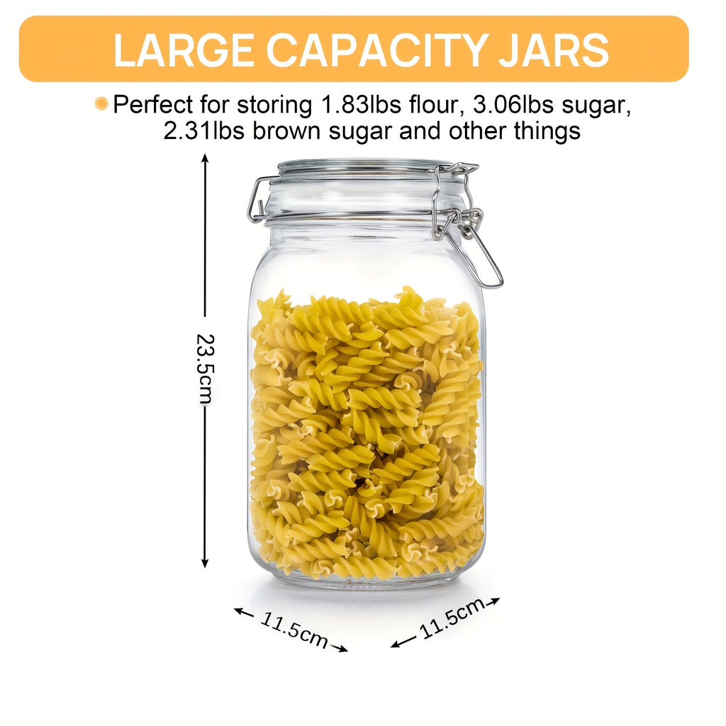 Space-Saving 50Oz Mason Jar Set – clear reusable pantry storage, 50Oz Airtight Glass Jars with Lids 3pcs Food Storage Canisters for Kitchen And Pantry, designed for American homes, daily convenience and practical gifting