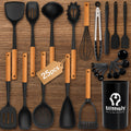 Kitchen Essential – 25pcs Set of Silicone Cooking Tools, Featuring Nonstick Utensils with Wooden Handles, Heat-Resistant Spatulas for Culinary Use, And Silicone Kitchen Gadgets Including Spo